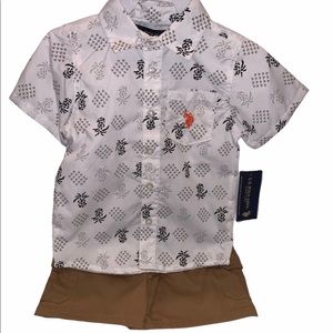 2 piece set button down and shorts 2T